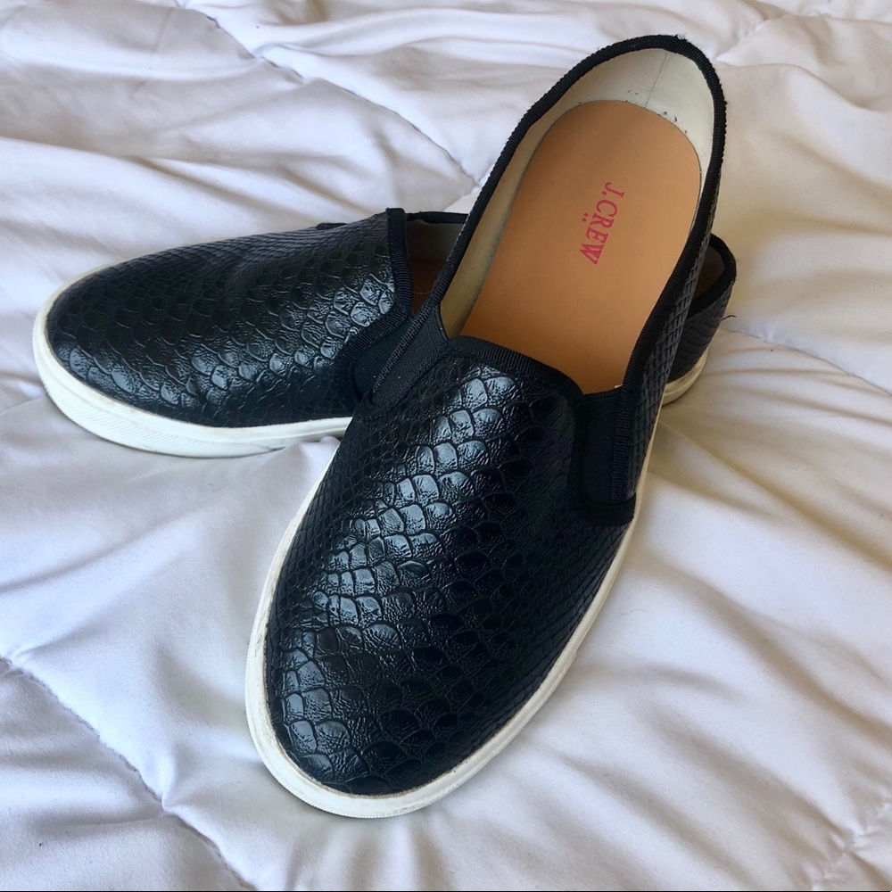 J Crew slip on shoes alligator pattern